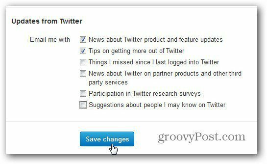 configuración de twitter notificaciones por correo electrónico personalizar guardar cambios