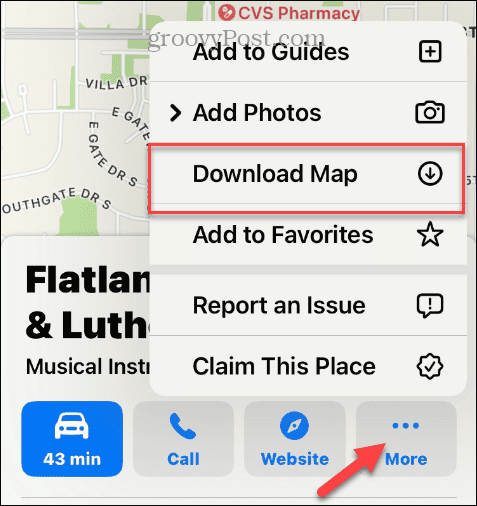 Descargue la opción Apple Map desde más menú