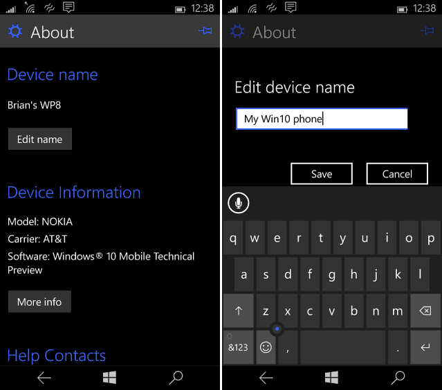 Cambiar nombre de teléfono de Windows