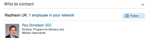 Si hace clic en el nombre de una empresa en Leadfeeder, identificará a quién contactar en esa empresa en LinkedIn.