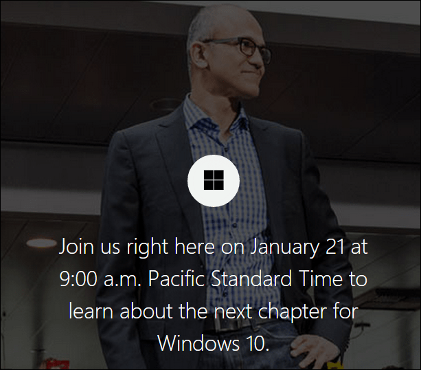 Transmisión de información de Windows 10 de Microsoft en vivo el 21 de enero