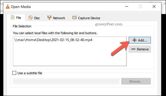 Agregar un archivo para convertir en VLC en Windows