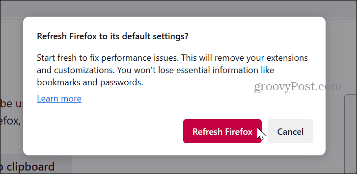 botón actualizar Firefox