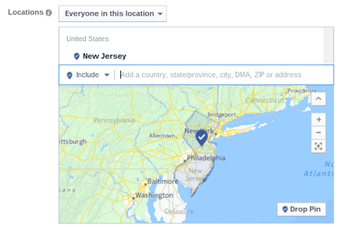 orientación geográfica del anuncio de Facebook