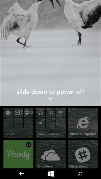 1 diapositiva para apagar Windows Phone