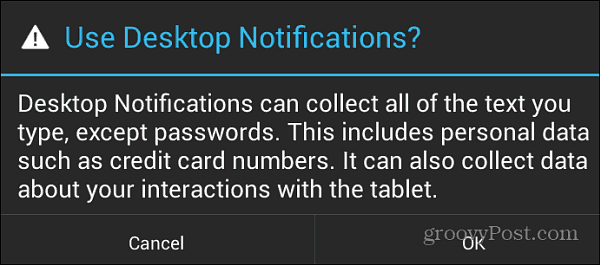Notificaciones de escritorio Android