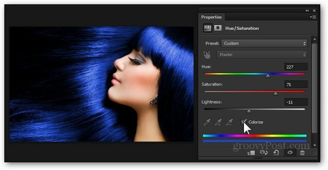 color de cabello azul capa de ajuste de photoshop saturación de matiz agregar efecto tutorial