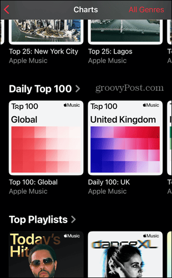 Apple Music Charts Top 100 diarios a nivel mundial