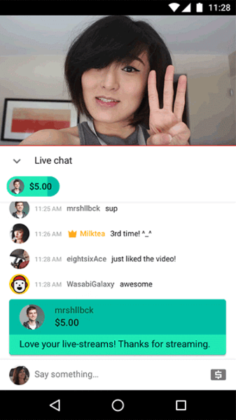 YouTube presentó Super Chat, su última herramienta para que los fanáticos y creadores se conecten entre sí durante las transmisiones en vivo.