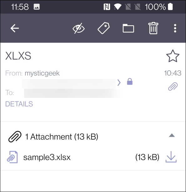 protonmail abre archivos xlsx en android