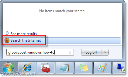 hacer búsquedas de Windows 7 e Internet desde el cuadro de búsqueda de orbes del menú de inicio