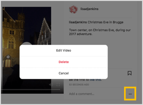 Toque el botón de 3 puntos y seleccione Editar video en el menú emergente.