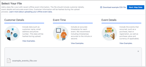 Facebook Business Manager carga eventos fuera de línea