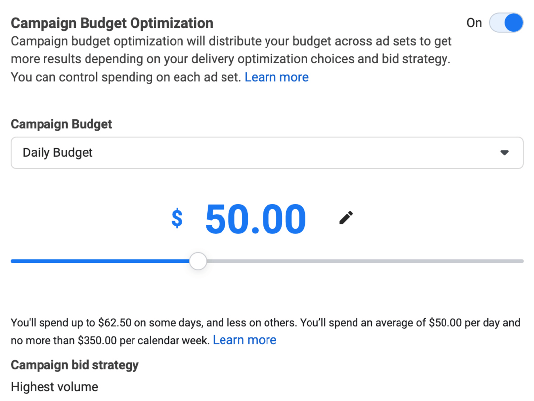 imagen de la sección Optimización del presupuesto de la campaña en el administrador de anuncios