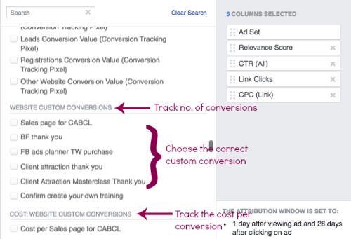 Cree una tabla de resultados de anuncios de Facebook personalizada.