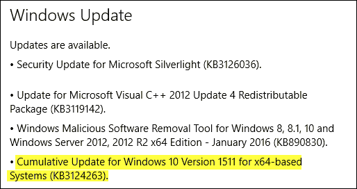 Actualización acumulativa KB3124263