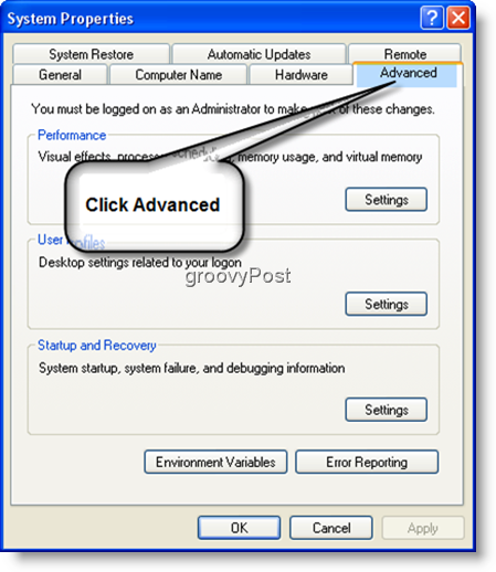 Propiedades del sistema Configuración avanzada Windows XP