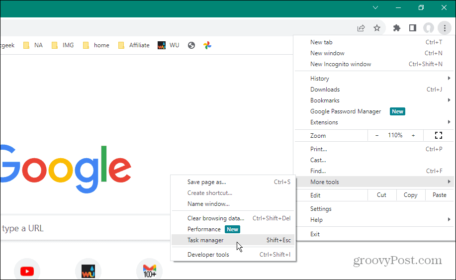 administrador de tareas de herramientas de Chrome 
