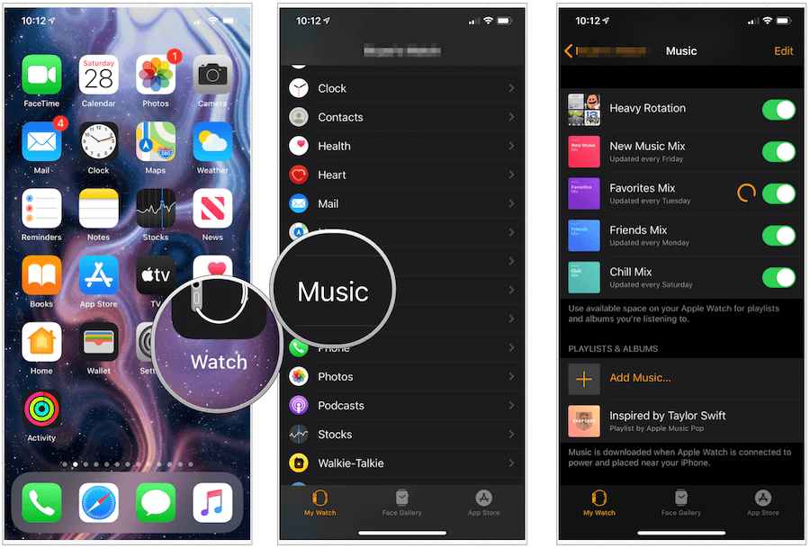 Aplicación de música Apple Watch
