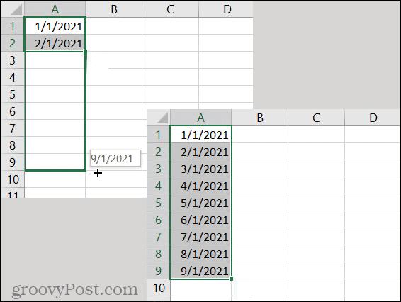 Patrón de fecha de Autocompletar de Excel