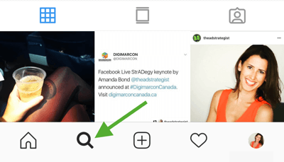 Cómo hacer crecer estratégicamente su seguimiento de Instagram, paso 8, encontrar hashtags relevantes, visite la pestaña de búsqueda y exploración de Instagram