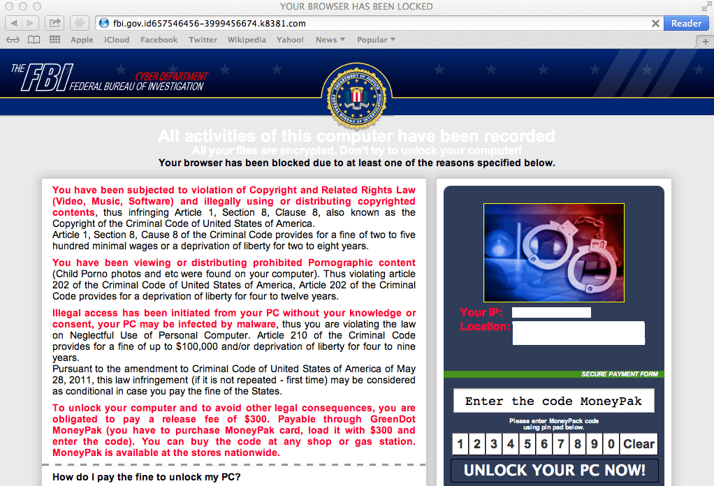 Sitios web de ransomware que se hacen pasar por objetivos del FBI Mac OS X: cómo detenerlo