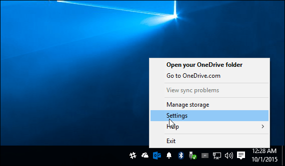 Bandeja del sistema OneDrive para Windows 10