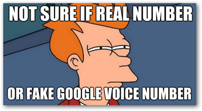 No estoy seguro si el número real o el número falso de Google Voice