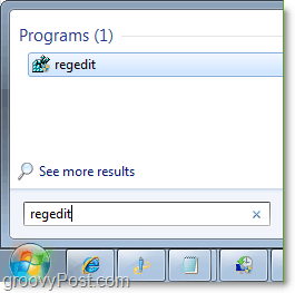 acceda a regedit en windows 7 desde el menú de inicio