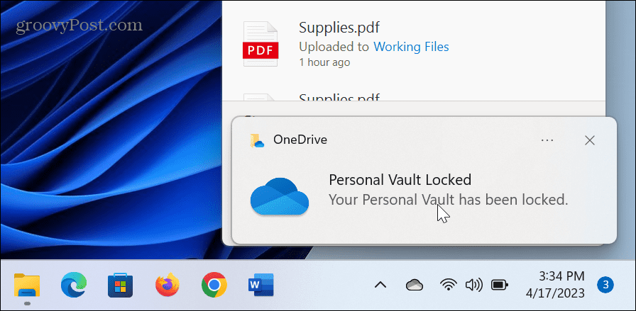 Tiempo de bloqueo de la bóveda personal de OneDrive