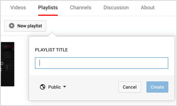 Canal de YouTube crear lista de reproducción
