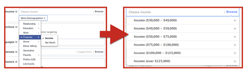 segmentación de ingresos por anuncios de facebook