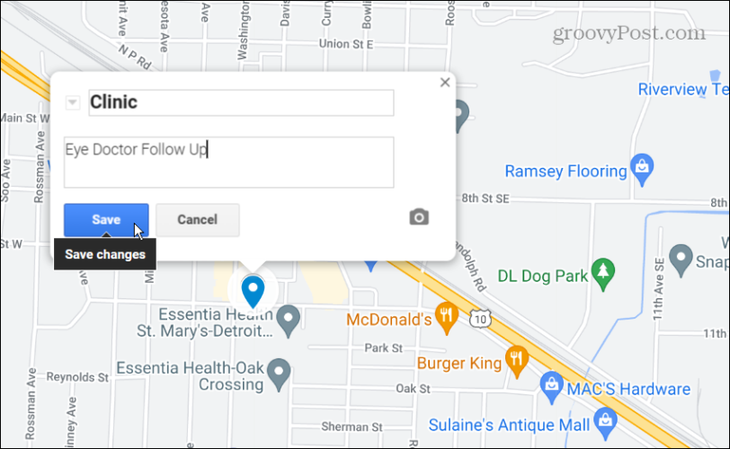 pin de nombre para mapa personalizado de Google