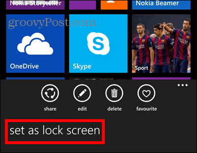 Conjunto de bloqueo de captura de pantalla de Windows Phone 8.1