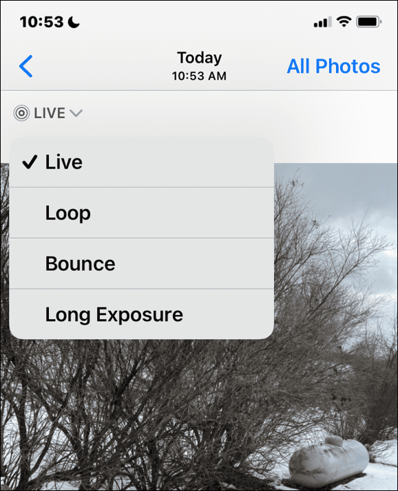 seleccione iPhone de larga exposición