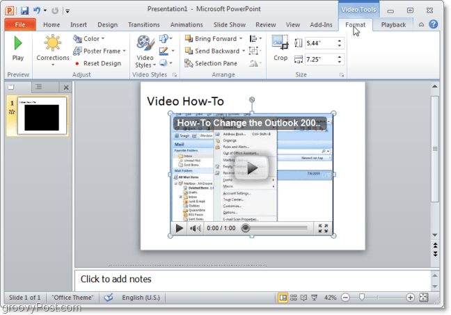 un video en PowerPoint 2010 de youtube