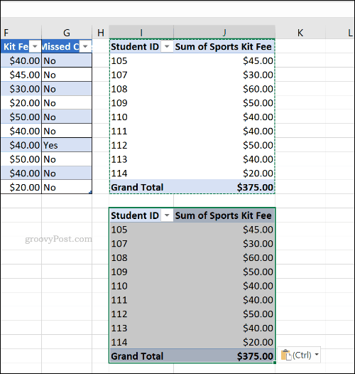Una tabla dinámica duplicada en Microsoft Excel