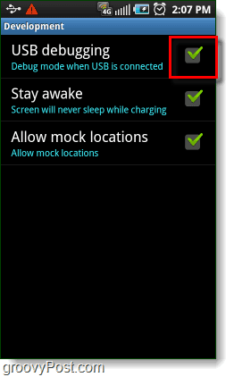 Depuración USB de Android, mantenerse despierto y permitir ubicaciones simuladas
