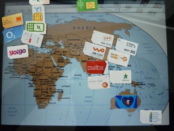Mapa mundial de tarjetas SIM