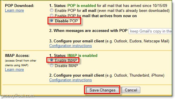 Conecte Gmail a Outlook 2010 con IMAP