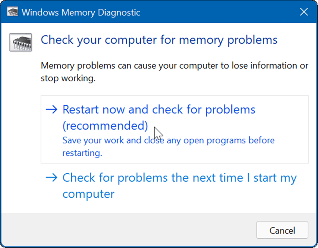 diagnóstico de memoria de Windows