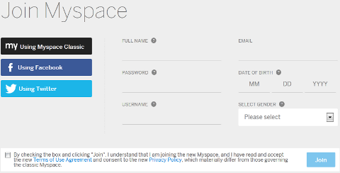 Configuración de nuevo perfil de Myspace