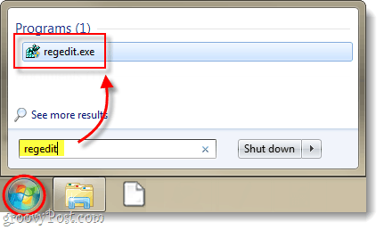 Inicie el editor de registro en Windows 7 o Vista