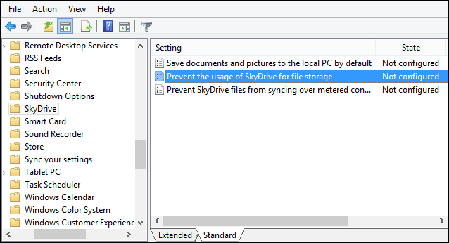 Cómo ocultar o deshabilitar SkyDrive / OneDrive en Windows 8.1