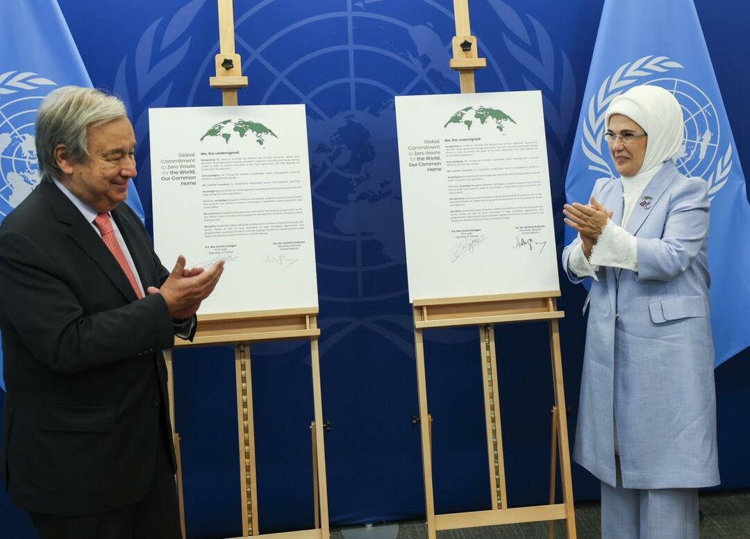 Emine Erdoğan se reunió con el secretario general de la ONU como parte del proyecto basura cero