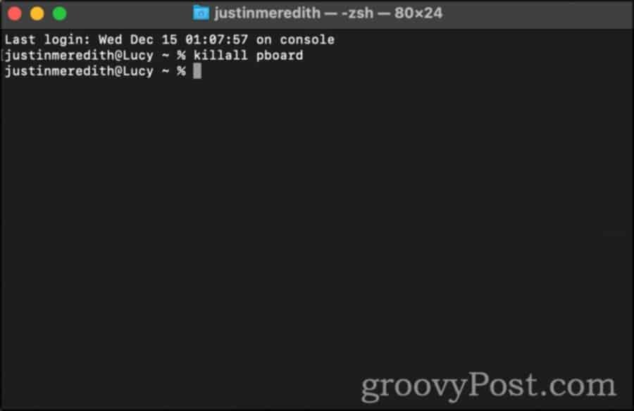 Ejecute el comando " killall pboard" en la aplicación Terminal