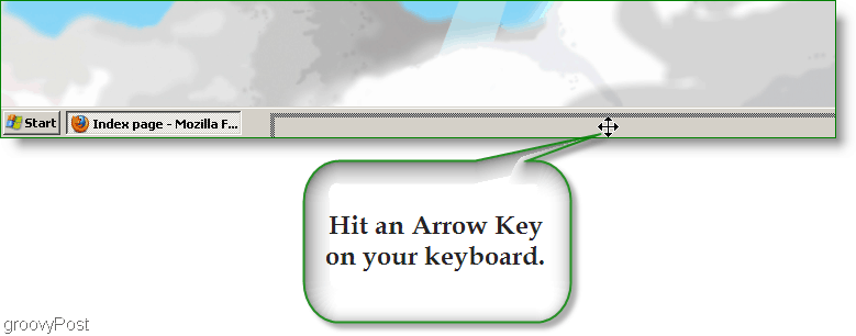 Captura de pantalla de Windows XP: presione la tecla de flecha para encontrar la ventana perdida