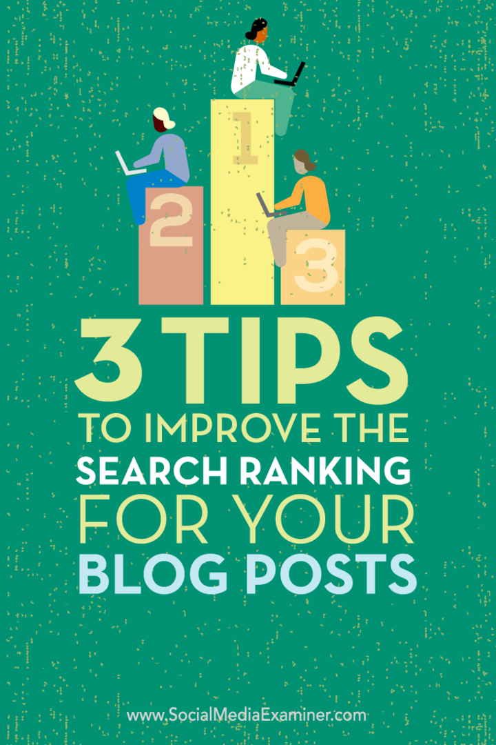 Consejos sobre tres formas de mejorar el ranking de búsqueda de las publicaciones de su blog.