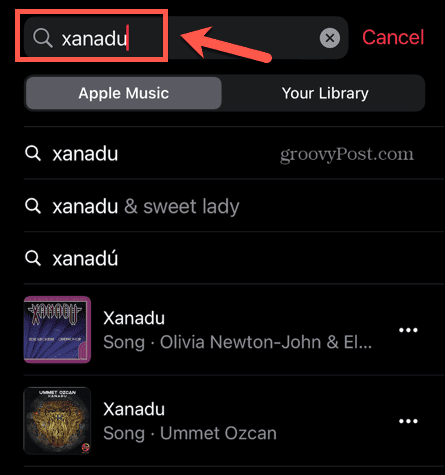 consulta de búsqueda de música de Apple