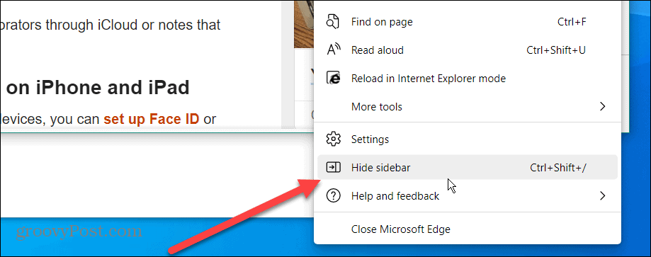Deshabilitar la barra lateral de Microsoft Edge